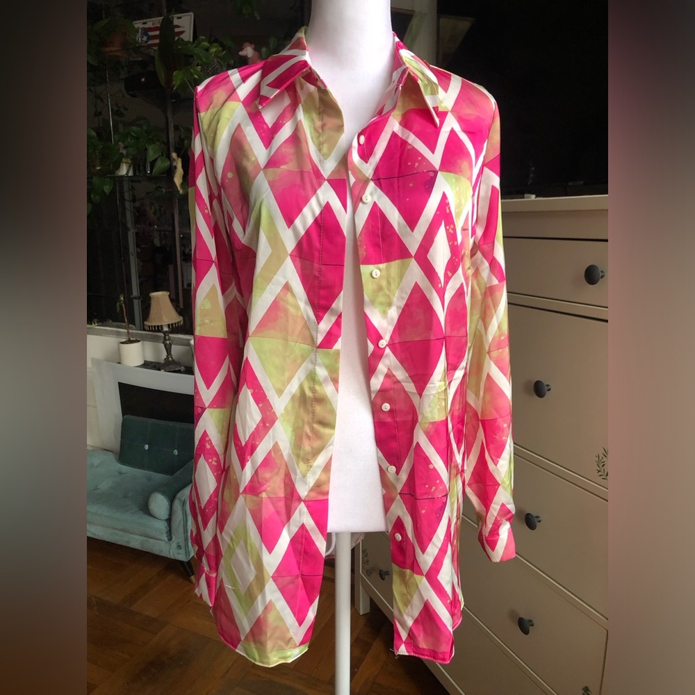 SATEEN GEOMETRIC WOMENS BLOUSE 🌷